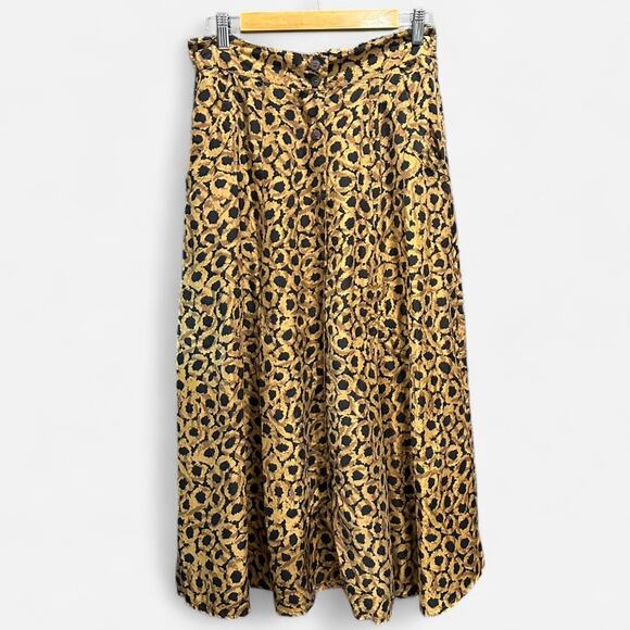 Vintage 90s Sunny Leigh Silk Leopard Print Button Front Maxi Skirt Medium - Picture 3 of 9